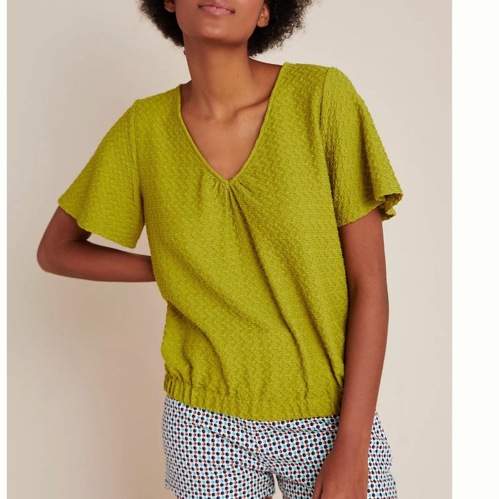 NWT anthropologie sidonie v-neck top green medium